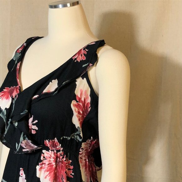 Band of Gypsies Black Floral Palazzo Romper / Jumpsuit S - Picture 4 of 13